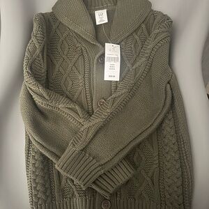 GAP Green Cable Knit Cardigan NWT